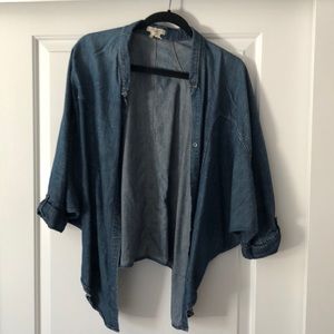 Denim shirt with dolman sleeves